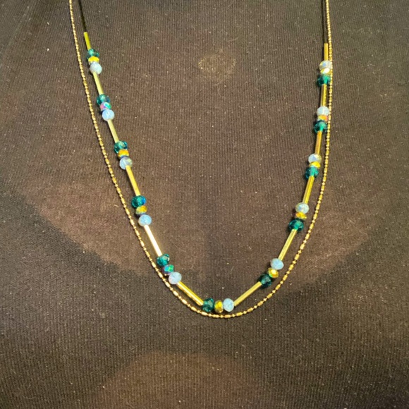 ✨2 for $30✨ Antique Gold/Bronze Tone Faceted Glass Bead Station Necklace - Picture 14 of 15